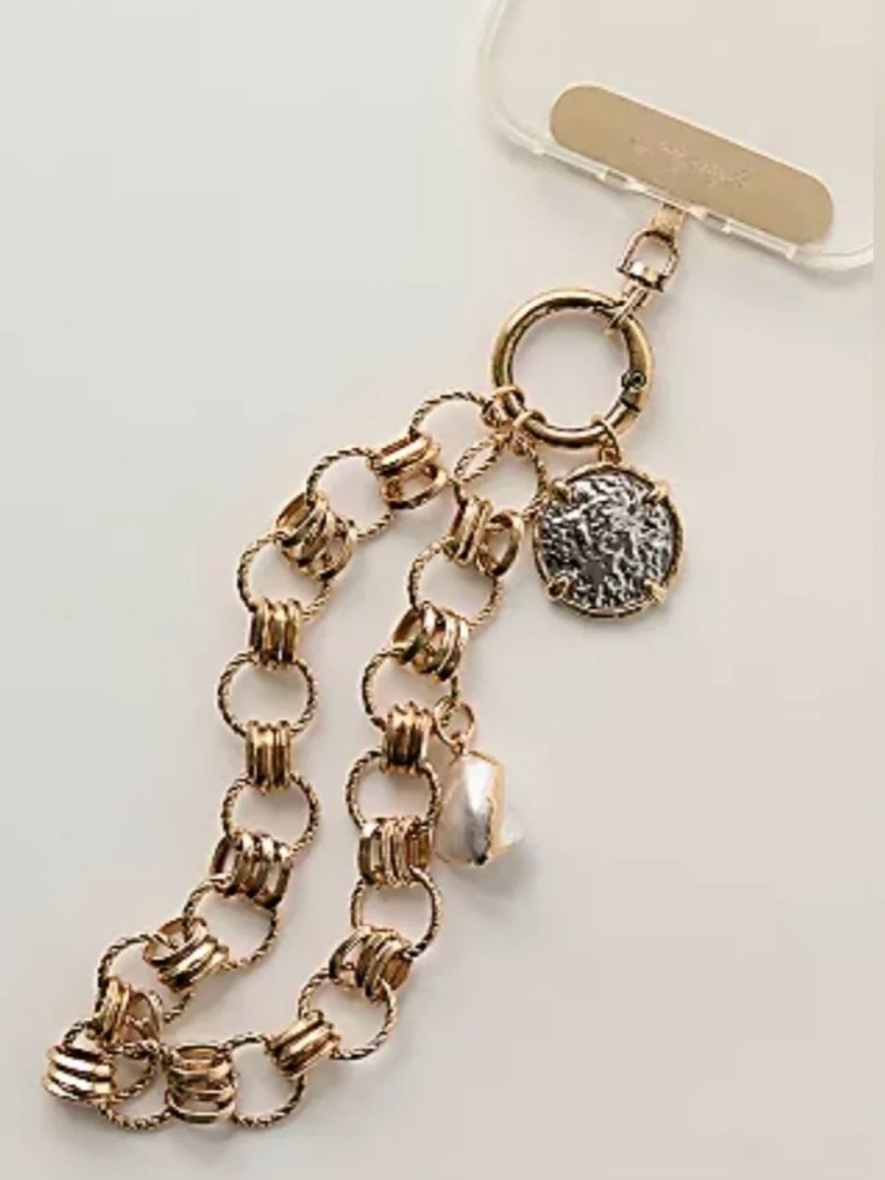 Free People Gold Double-Chain Phone Charm Bracelet